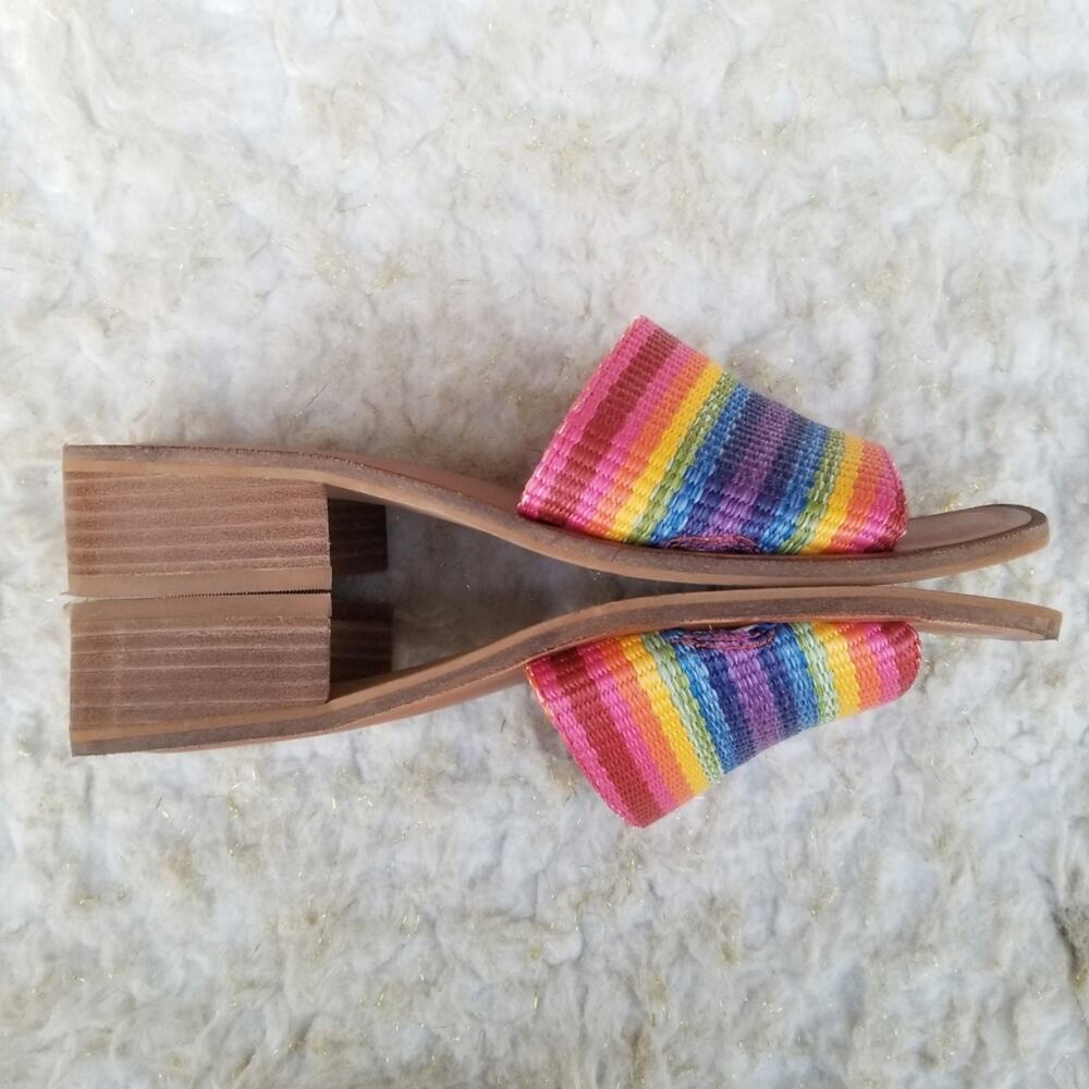 Striped Sandals Size 8.5 Lucky Brand Frijana Slide Rainbow Multicolor Mule - Picture 10 of 11
